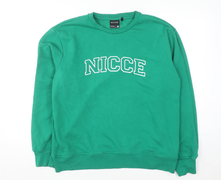 NICCE Men's Green XL Pullover Sweatshirt Crew Neck Logo Fleece