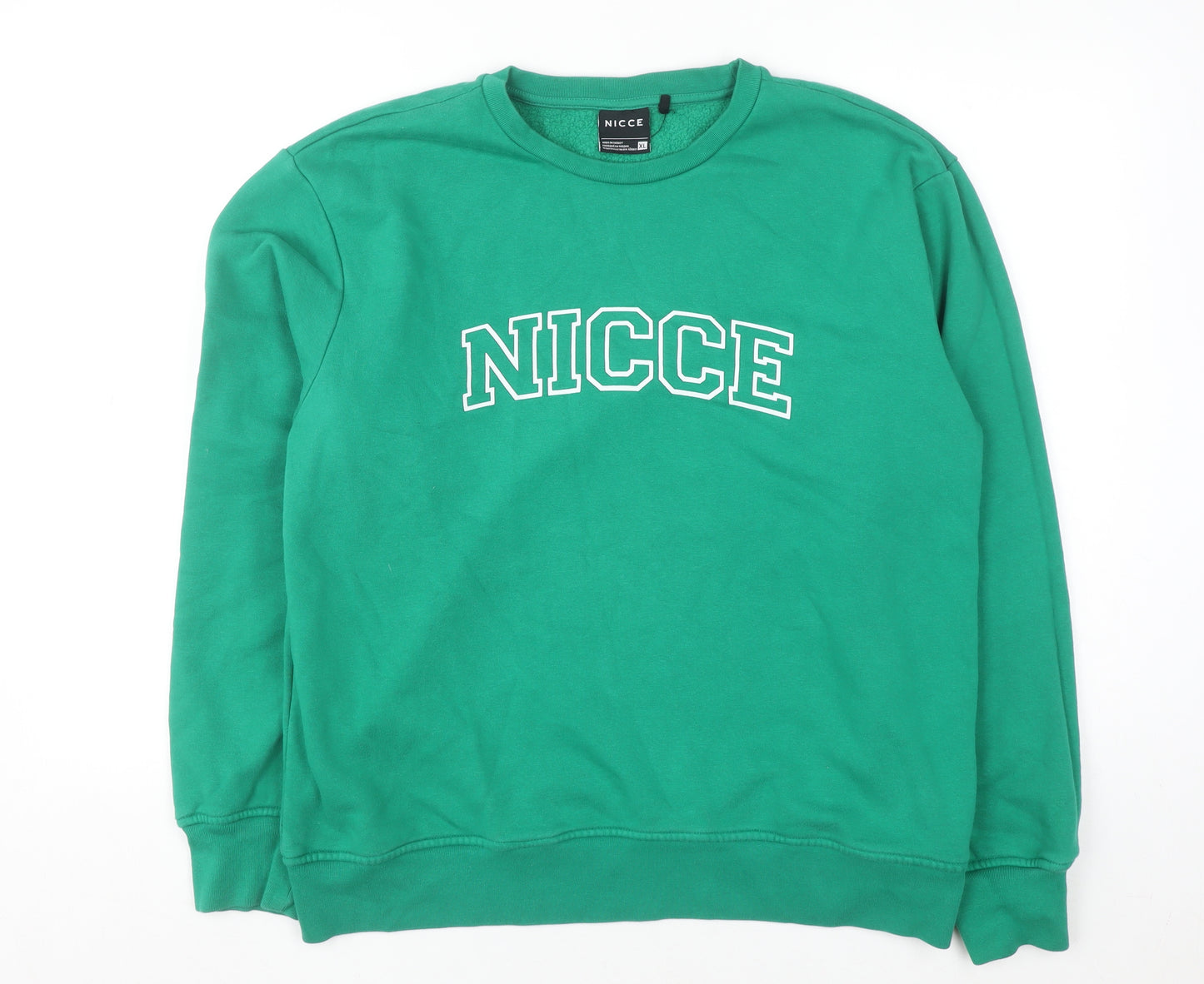 NICCE Men's Green XL Pullover Sweatshirt Crew Neck Logo Fleece