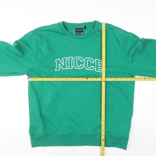 NICCE Men's Green XL Pullover Sweatshirt Crew Neck Logo Fleece