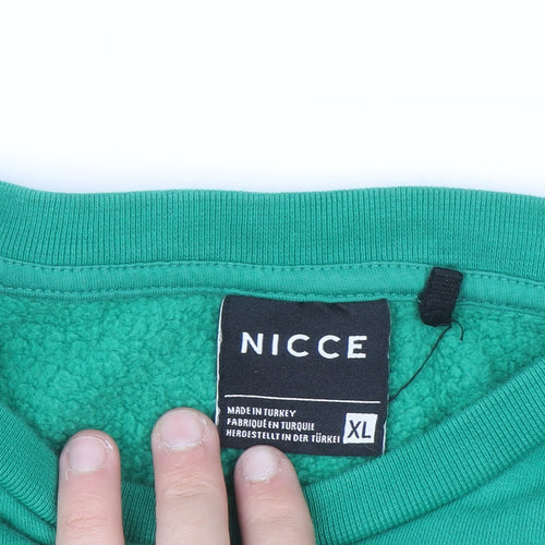 NICCE Men's Green XL Pullover Sweatshirt Crew Neck Logo Fleece