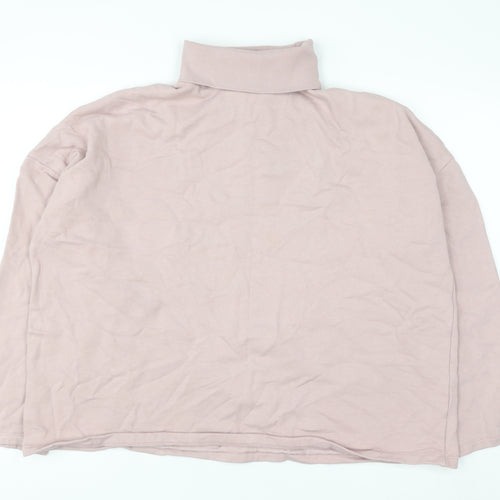 ASOS Design Womens Pink Roll Neck Pullover Sweatshirt Size M Cotton Blend