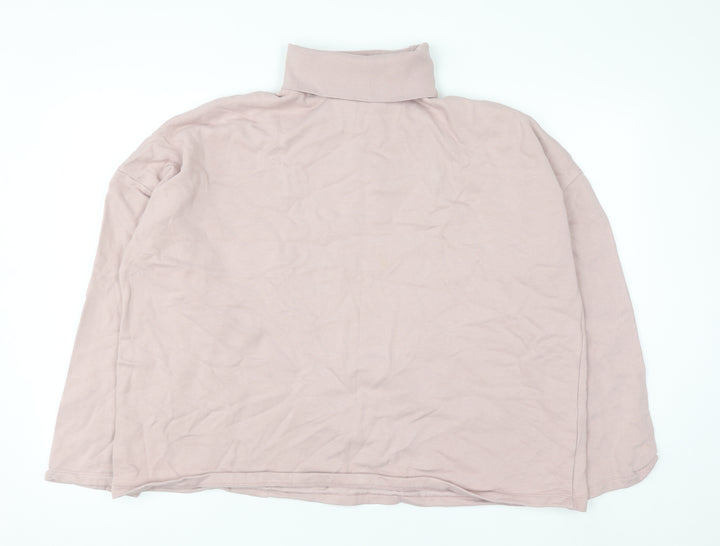 ASOS Design Womens Pink Roll Neck Pullover Sweatshirt Size M Cotton Blend