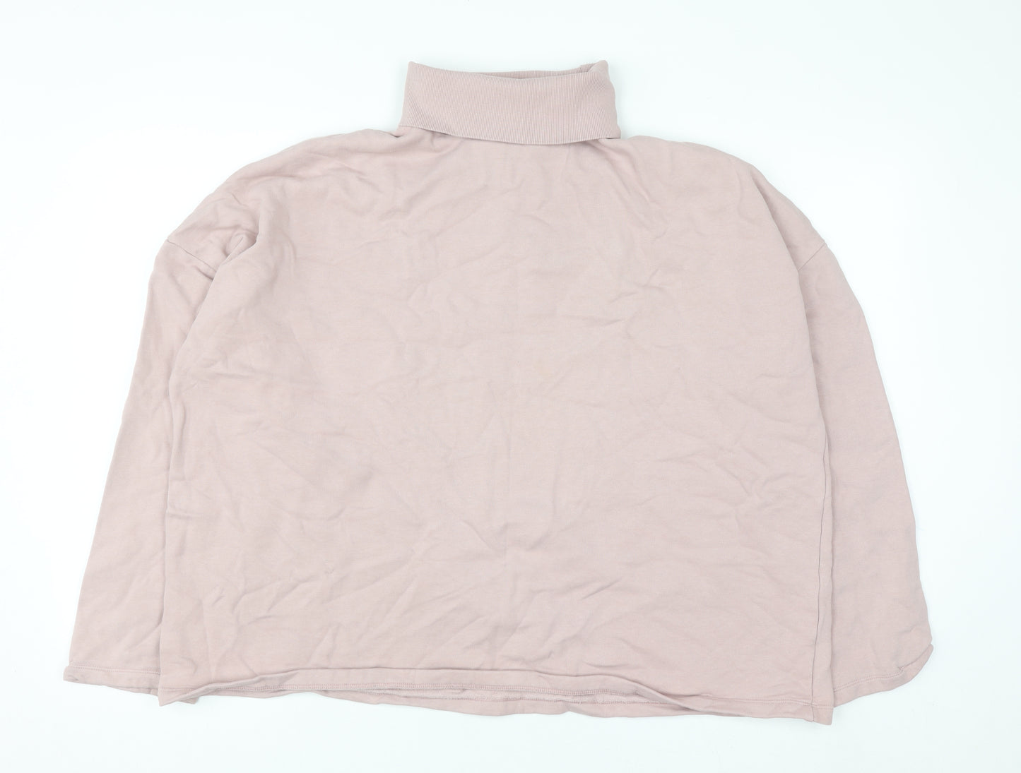 ASOS Design Womens Pink Roll Neck Pullover Sweatshirt Size M Cotton Blend