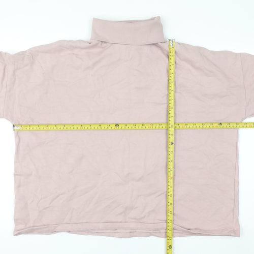 ASOS Design Womens Pink Roll Neck Pullover Sweatshirt Size M Cotton Blend