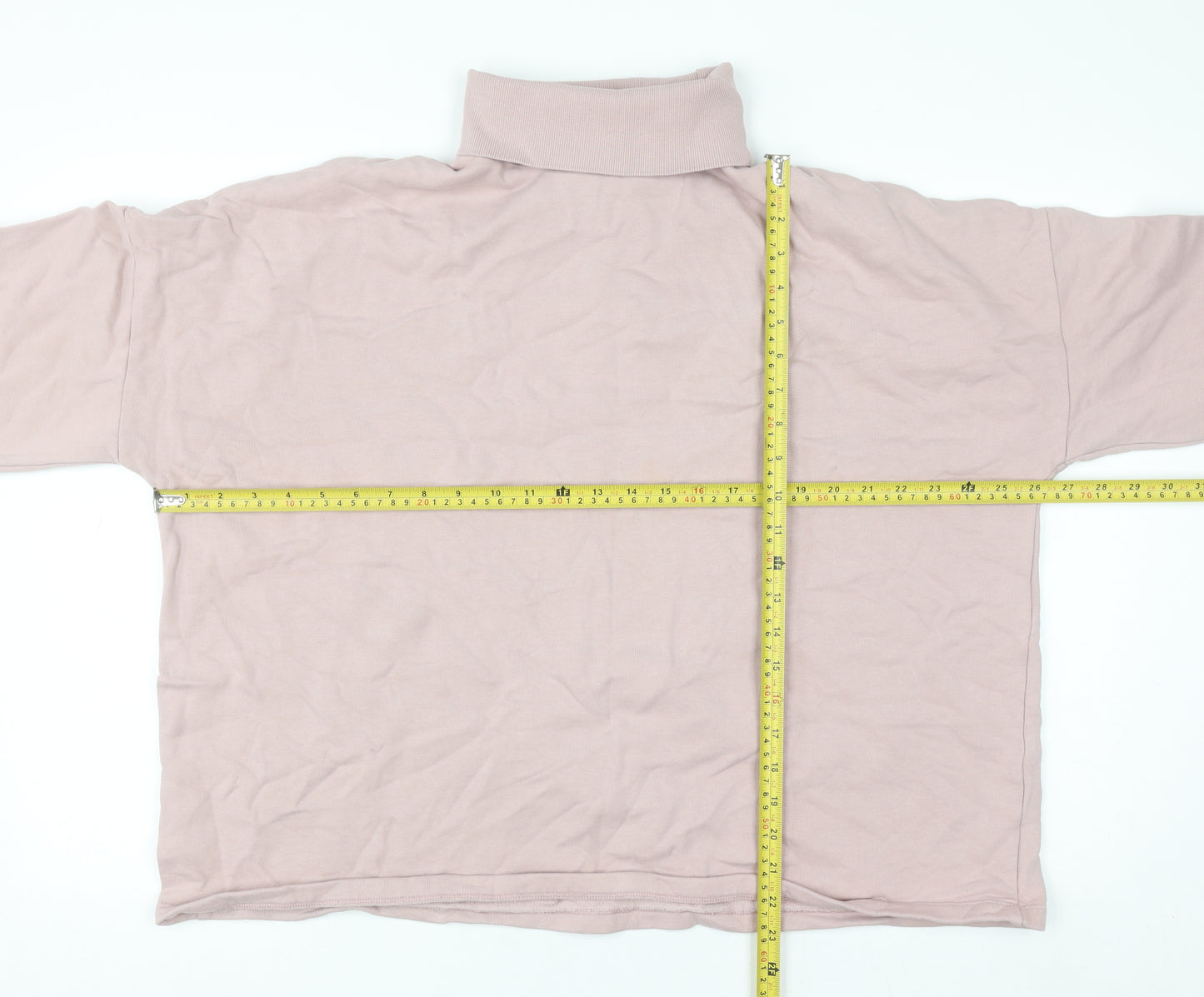ASOS Design Womens Pink Roll Neck Pullover Sweatshirt Size M Cotton Blend