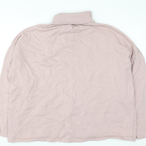 ASOS Design Womens Pink Roll Neck Pullover Sweatshirt Size M Cotton Blend