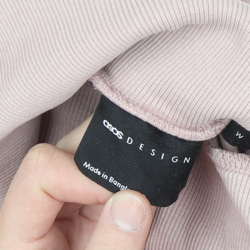 ASOS Design Womens Pink Roll Neck Pullover Sweatshirt Size M Cotton Blend