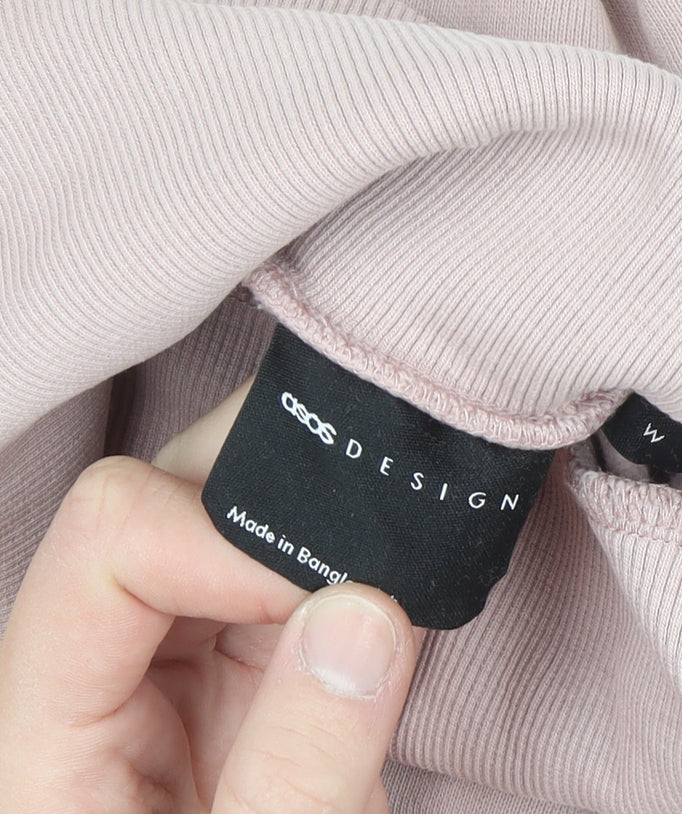 ASOS Design Womens Pink Roll Neck Pullover Sweatshirt Size M Cotton Blend