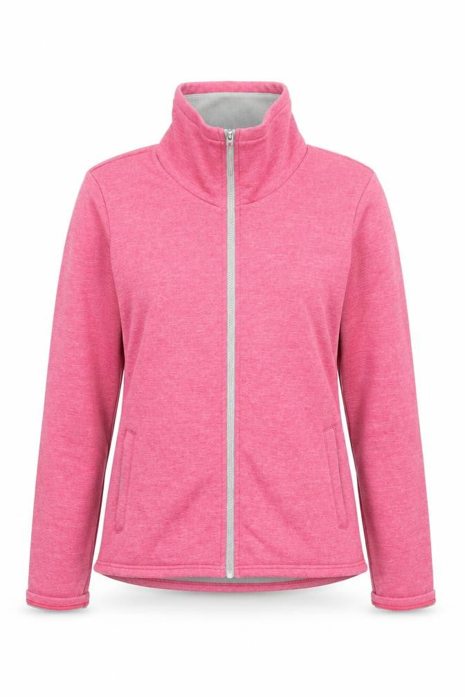 Front view of Bench Women Pink Full Zip Fleece Sweatshirt XL