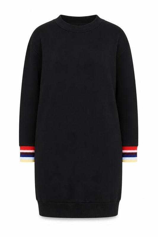 Front view of Oliver Bonas Women's Black, size 10, Long Sleeve T-Shirt Dress