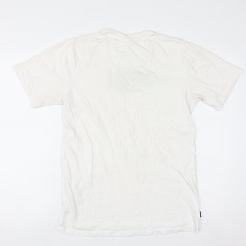 Diesel Men's White Small Logo Cotton Crew Neck T-Shirt
