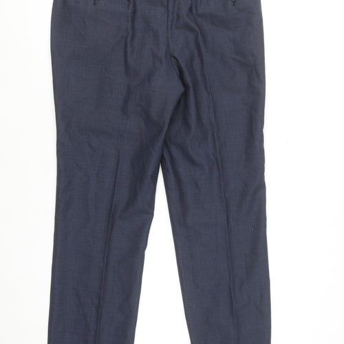 Remus Uomo Men's Blue Wool Blend Slim Fit Dress Pants 32L