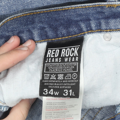 Red Rock Men's Blue Straight Leg Denim Jeans 34W 31L