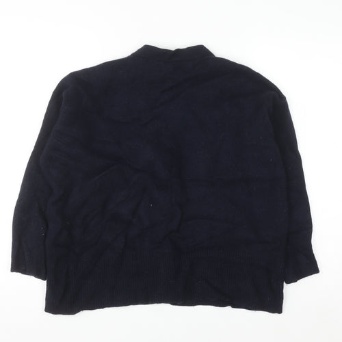 Zara Women Black Wool Cardigan Size 8 V-Neck Long Sleeve