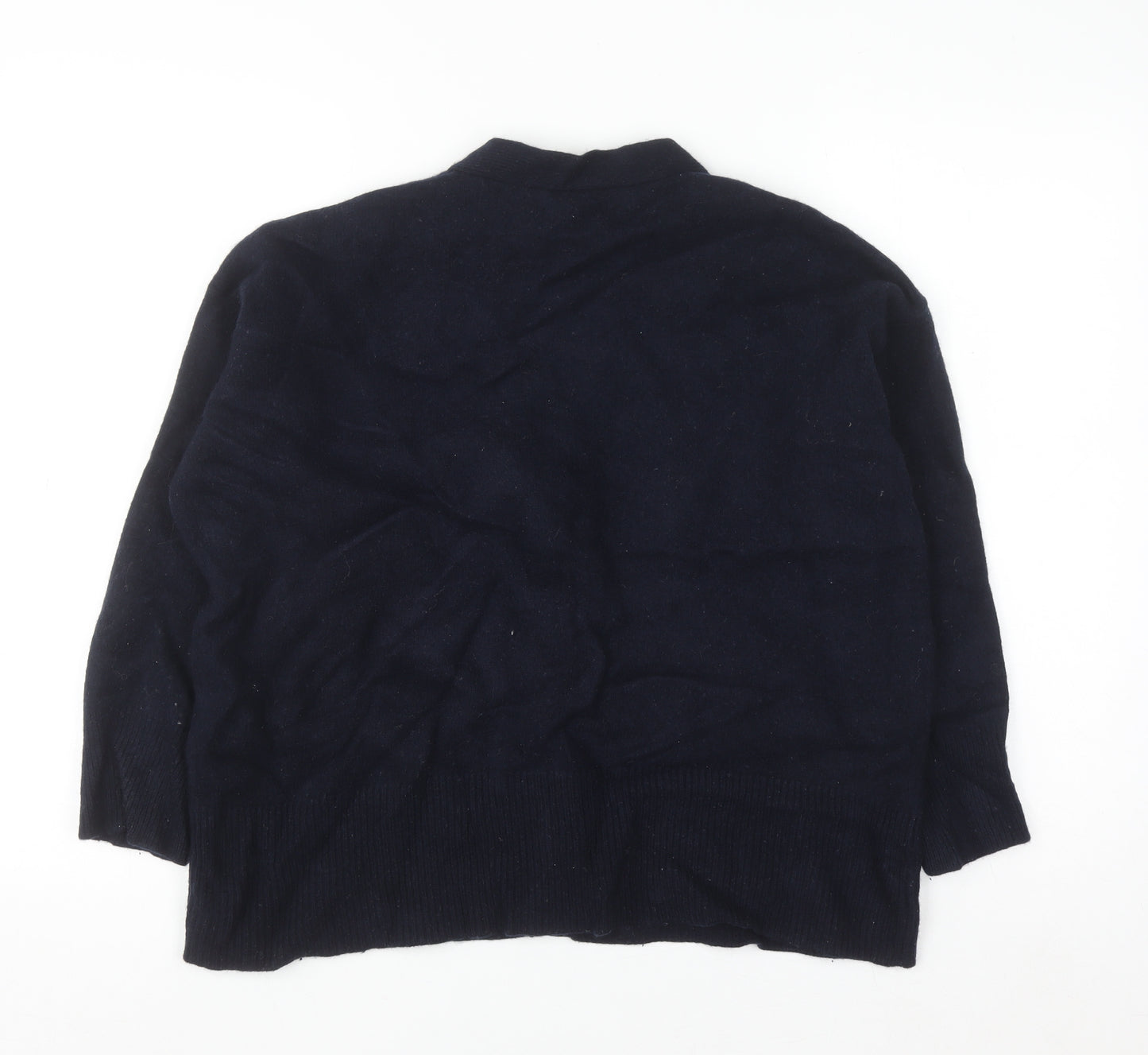 Zara Women Black Wool Cardigan Size 8 V-Neck Long Sleeve