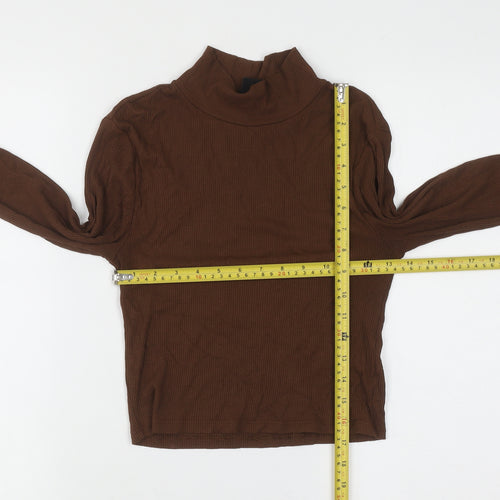 Urban Outfitters Women Brown Roll Neck Slim Fit Ribbed Jumper Size M