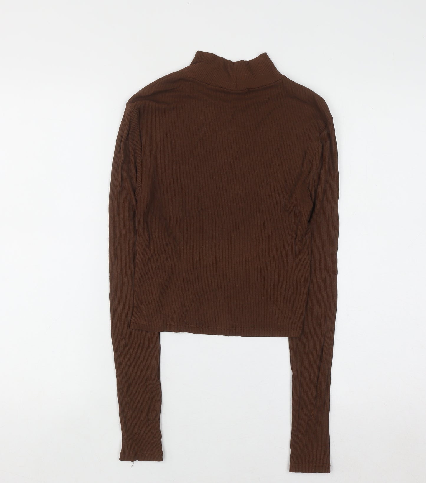 Urban Outfitters Women Brown Roll Neck Slim Fit Ribbed Jumper Size M