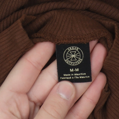Urban Outfitters Women Brown Roll Neck Slim Fit Ribbed Jumper Size M