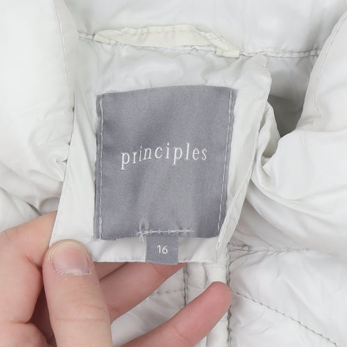 Principles Women's White Quilted Puffer Waistcoat Size 16