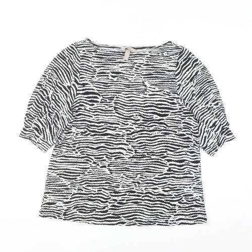 H&M Women's Black & White Animal Print Puff Sleeve Blouse Size S