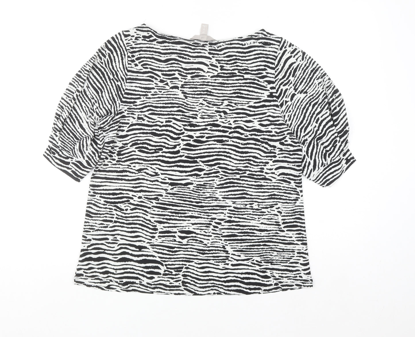 H&M Women's Black & White Animal Print Puff Sleeve Blouse Size S