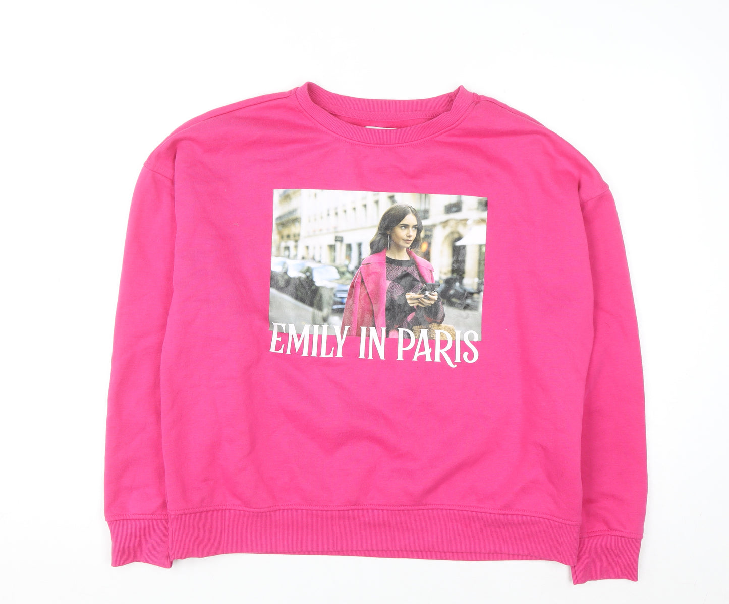 Emily in Paris Women's Pink Crew Neck Pullover Sweatshirt M