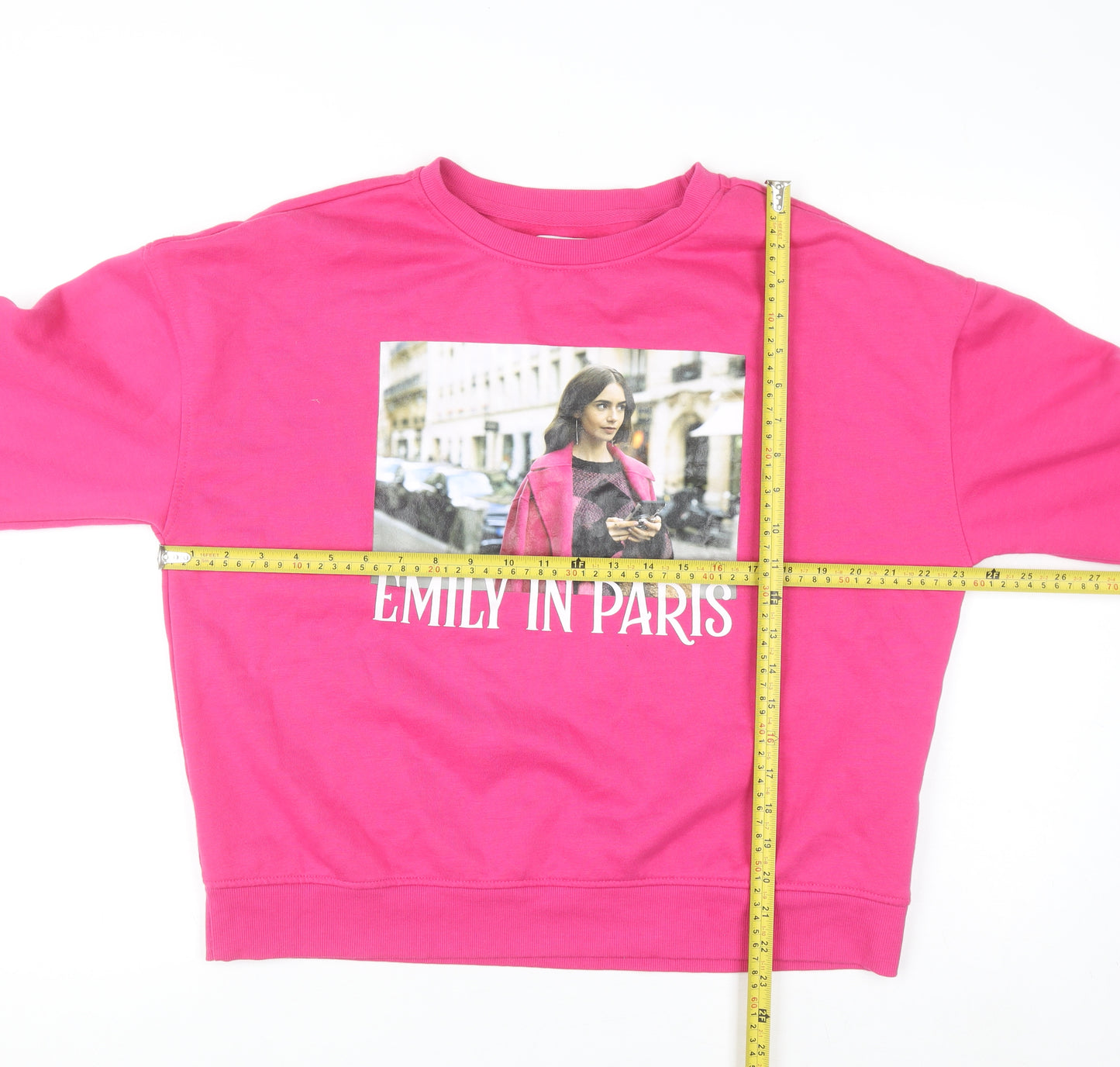Emily in Paris Women's Pink Crew Neck Pullover Sweatshirt M
