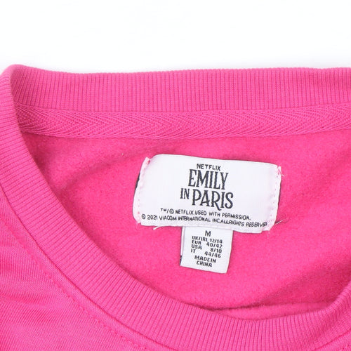 Emily in Paris Women's Pink Crew Neck Pullover Sweatshirt M