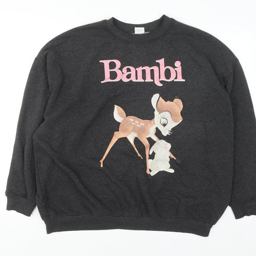 Disney Classics George Women’s Black Bambi Graphic Sweatshirt Size M 12-14