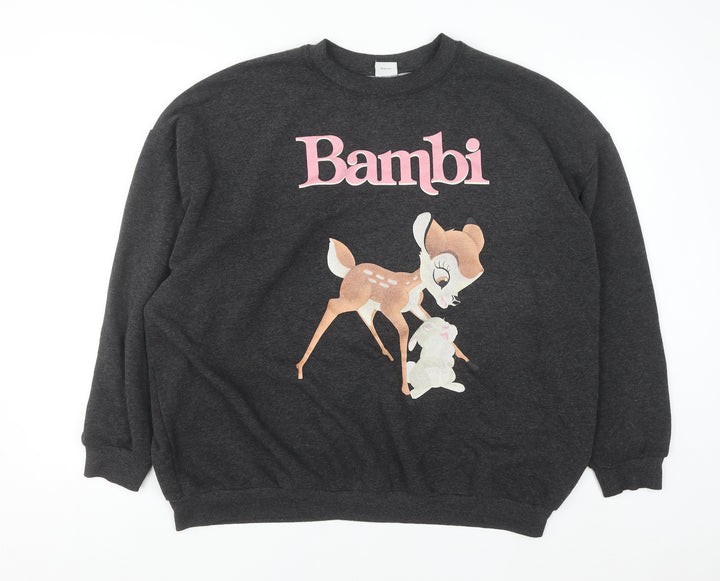 Disney Classics George Women’s Black Bambi Graphic Sweatshirt Size M 12-14