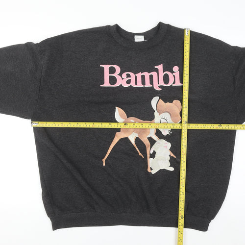 Disney Classics George Women’s Black Bambi Graphic Sweatshirt Size M 12-14