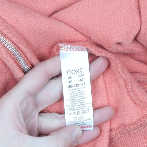 Next Women's Coral Full Zip Hoodie Size 16 Cotton Casual