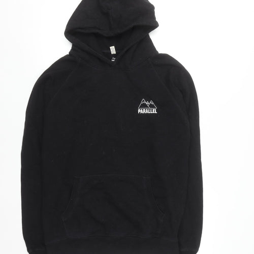 Parallel Men's Black Large Pullover Hoodie Fleece Cotton Blend