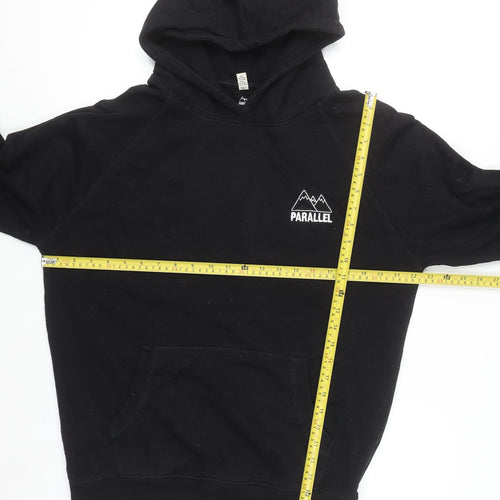 Parallel Men's Black Large Pullover Hoodie Fleece Cotton Blend
