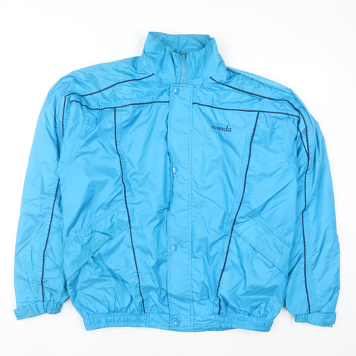 Scanda Men's Blue Windbreaker Jacket L Lightweight Water Resistant