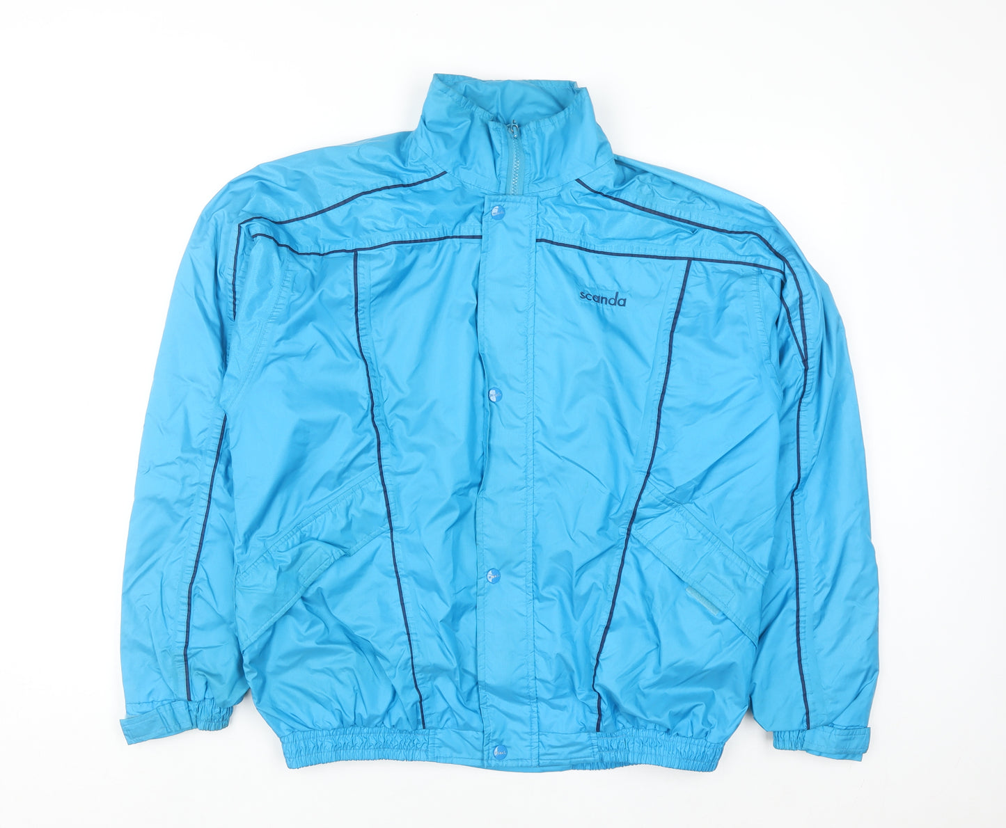Scanda Men's Blue Windbreaker Jacket L Lightweight Water Resistant
