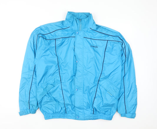 Scanda Men's Blue Windbreaker Jacket L Lightweight Water Resistant