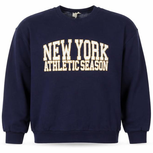 Pull&Bear Men's Blue 'New York Athletic' Crew Neck Sweatshirt L
