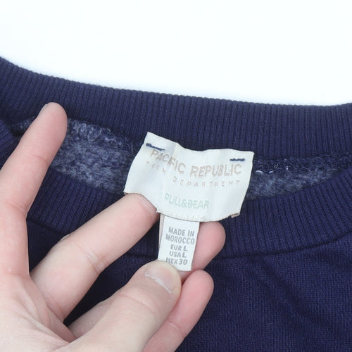 Pull&Bear Men's Blue 'New York Athletic' Crew Neck Sweatshirt L
