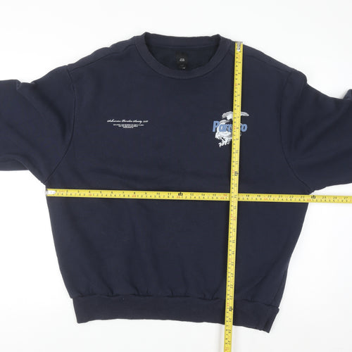 River Island Men's Blue XL Pullover Sweatshirt Graphic Print
