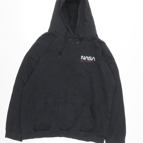 NASA Men's Black Pullover Hoodie Size L Regular Fit Graphic Print