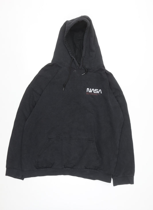NASA Men's Black Pullover Hoodie Size L Regular Fit Graphic Print