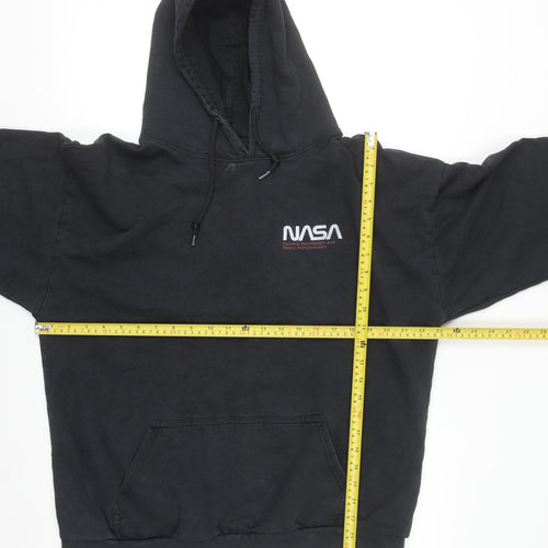 NASA Men's Black Pullover Hoodie Size L Regular Fit Graphic Print
