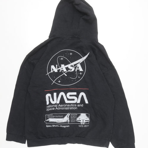 NASA Men's Black Pullover Hoodie Size L Regular Fit Graphic Print