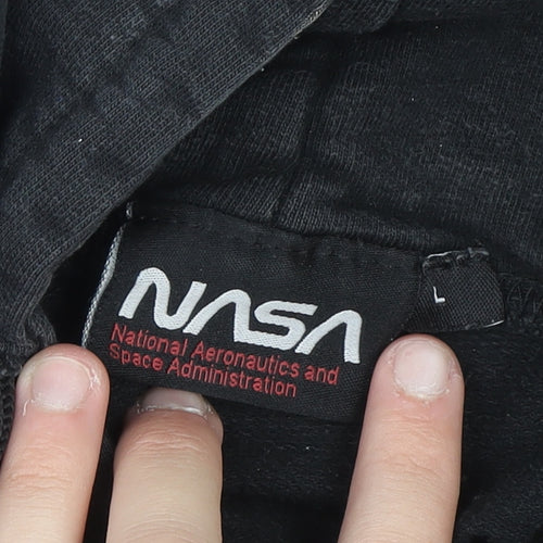NASA Men's Black Pullover Hoodie Size L Regular Fit Graphic Print