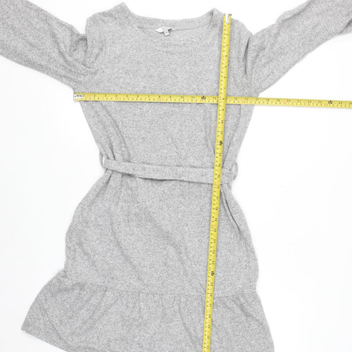 Next Women Grey Knit Belted Fit & Flare Dress Size 10
