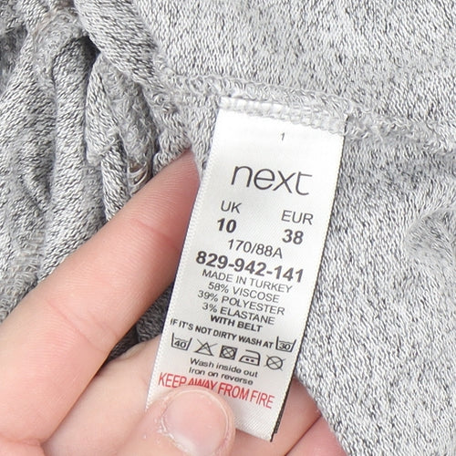 Next Women Grey Knit Belted Fit & Flare Dress Size 10