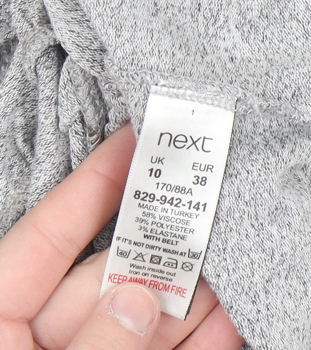 Next Women Grey Knit Belted Fit & Flare Dress Size 10
