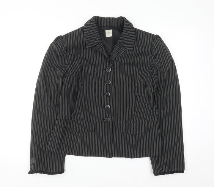 Noa Noa Women's Black Pinstripe Tailored Blazer Jacket Size M