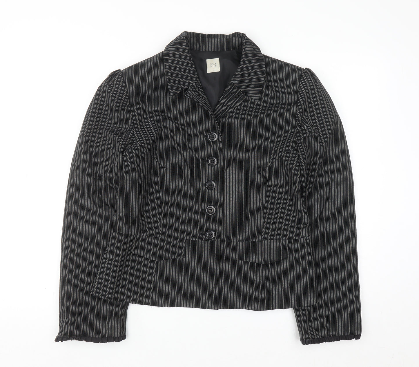 Noa Noa Women's Black Pinstripe Tailored Blazer Jacket Size M
